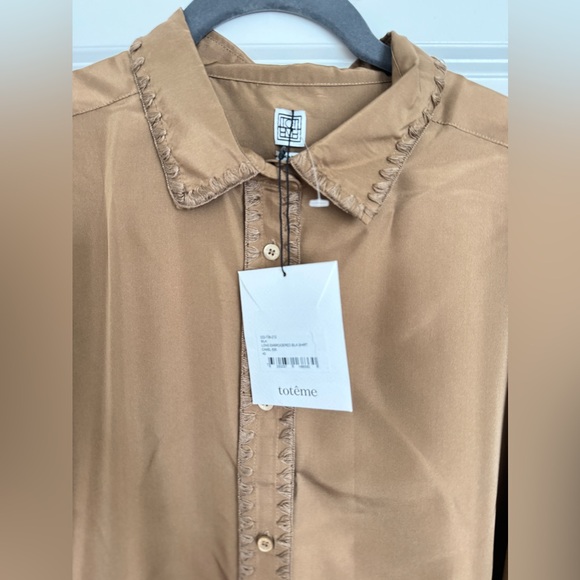TOTÊME Embroidered-Edge Silk Shirt DK 40 = UK 12/ US 8/ IT 44 NWT - Picture 9 of 12